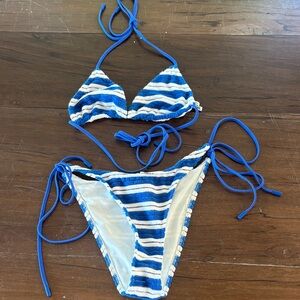 Triangl Swimwear Vinca - Joly Blue Terry Towelling Triangle XS